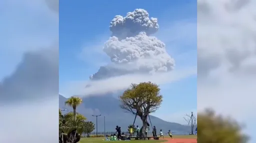 日本櫻島火山爆發「狂噴3.4公里高」　民眾超淡定