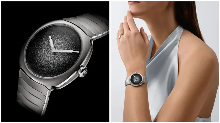 亨利慕時勇創者萬年曆鉭金屬概念腕錶（編號 1800-2004），42mm，鉭金屬錶殼，鉭金屬太陽放射紋錶盤，灰色磨砂鱷魚皮帶，HMC 800手動上鍊自製機芯，動力儲存7日，限量50只。品牌提供