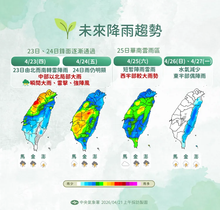 未來降雨趨勢。氣象署提供