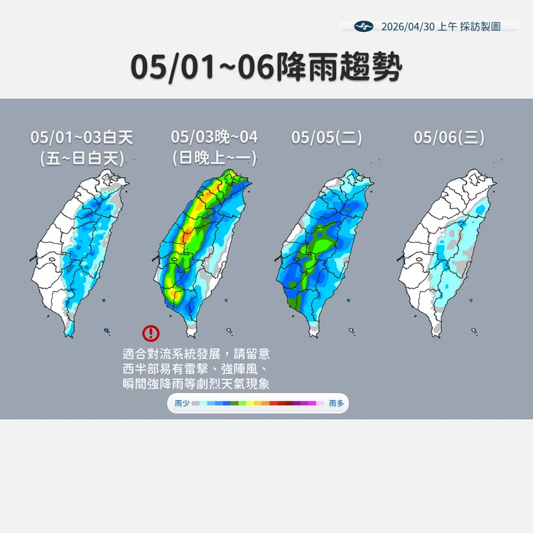 降雨趨勢。氣象署提供