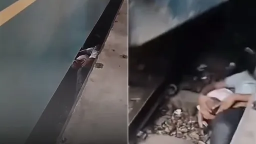 影片｜爸跳下鐵軌「肉身護稚兒」　8節車廂從頭頂疾駛而過