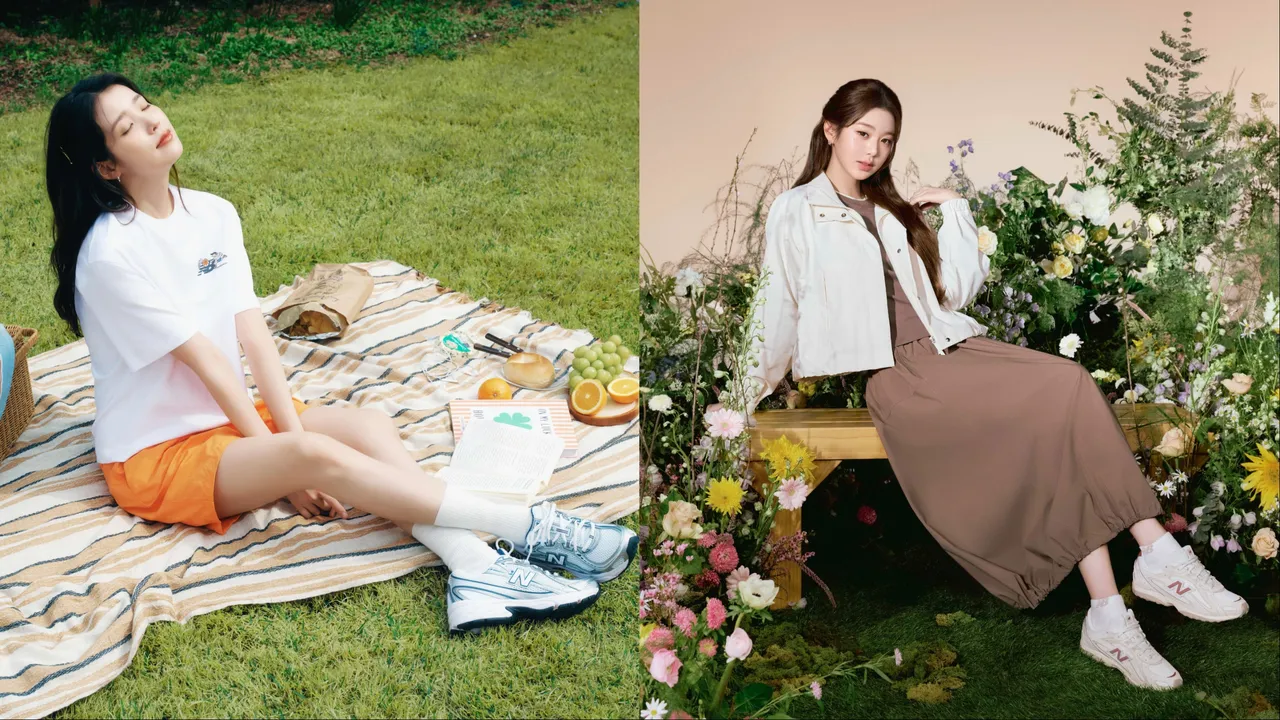 IU（左）、張員瑛（右）雙雙出鏡New Balance春季形象廣告。品牌提供