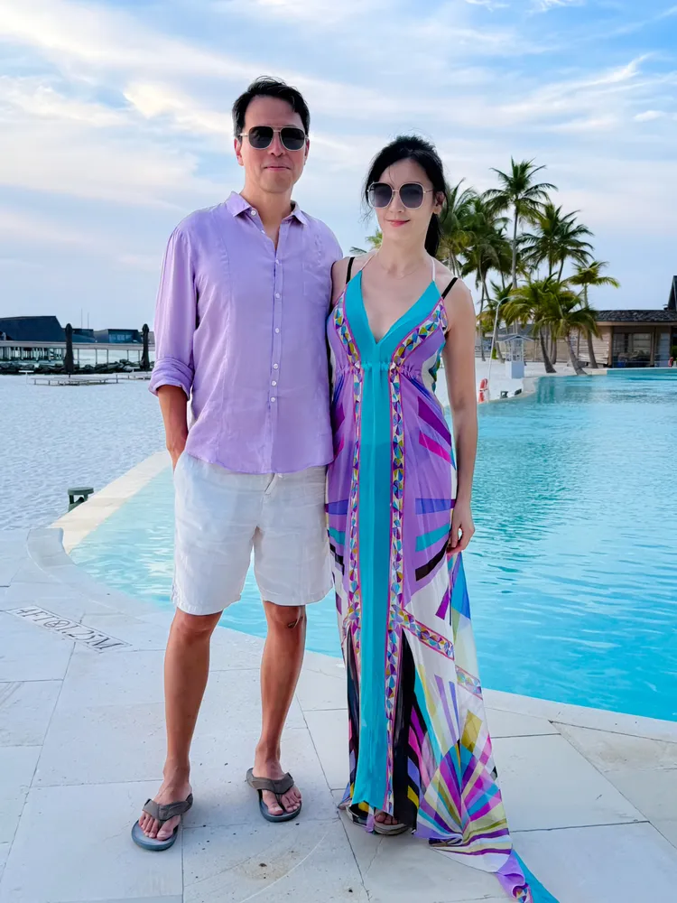 林熙蕾15年後再度穿上當年婚禮上的紫色長禮服，身形完全沒走鐘。