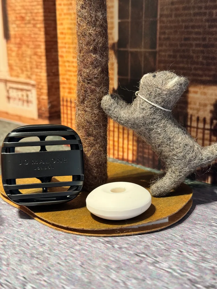 Jo Malone車用擴香盒2000元，車用擴香蕊心#黑莓子與月桂葉2350元、#絲柏與葡萄藤2900元、英國橡樹2350元。張家玲攝