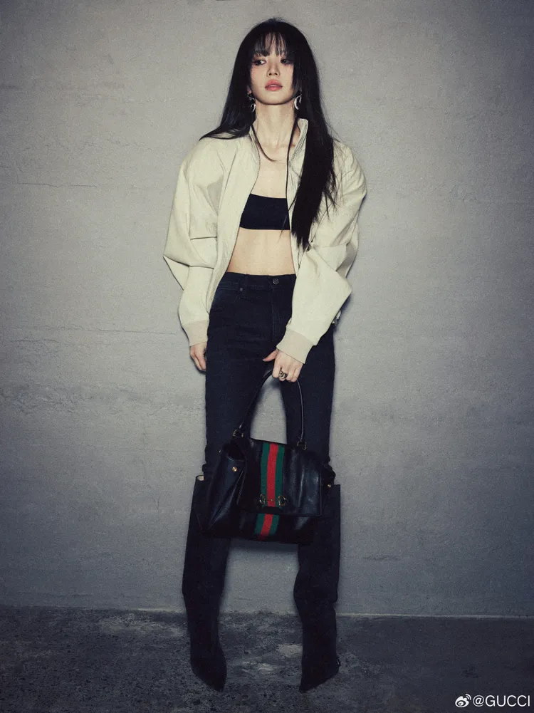 田曦薇小露性感。翻攝GUCCI微博