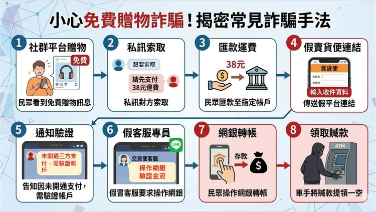 警方呼籲小心免費贈物陷阱。警方提供