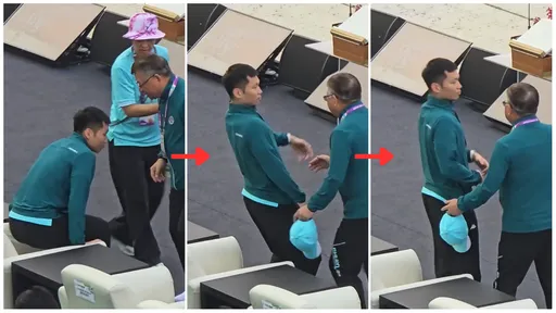 李洋超軟Q！坐下見有人「斜45度回彈」影片曝光　網讚：好有禮貌