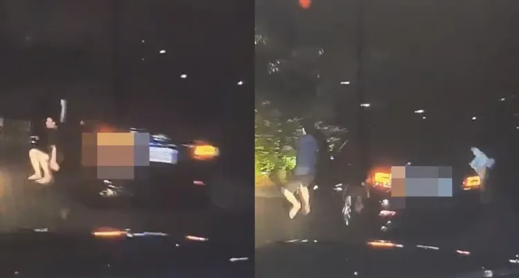 逃逸移工棄車狂逃，連煞車都沒踩，轎車就這樣衝入田埂。民眾提供