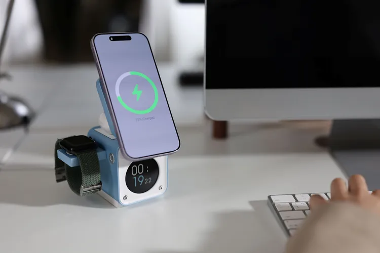 GoodCube Cool三合一充電座，支援手機、無線耳機、手錶同步充電。PHILIPS提供