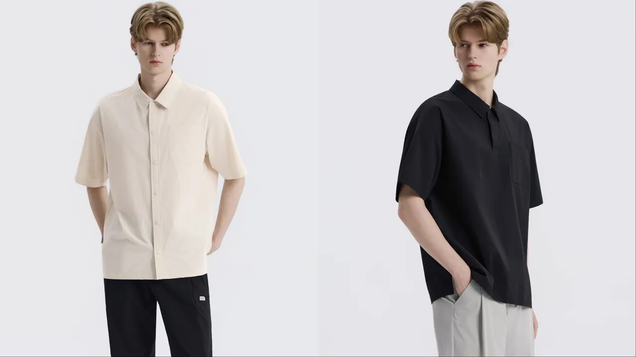 國家地理服飾FREEZE彈性寬鬆短袖襯衫（左）3680元、FREEZE彈性寬鬆POLO衫（右）2880元。品牌提供