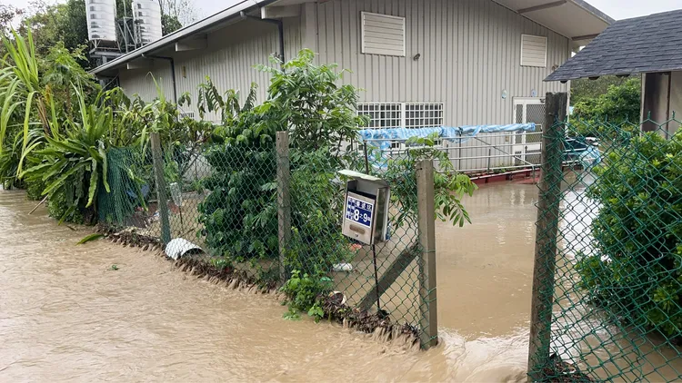 民宅淹水。新竹縣消防局提供