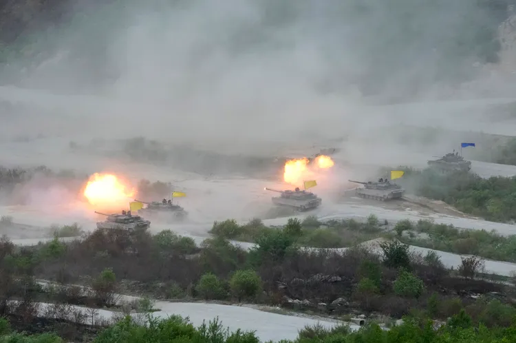 美韓聯合軍演。美聯社