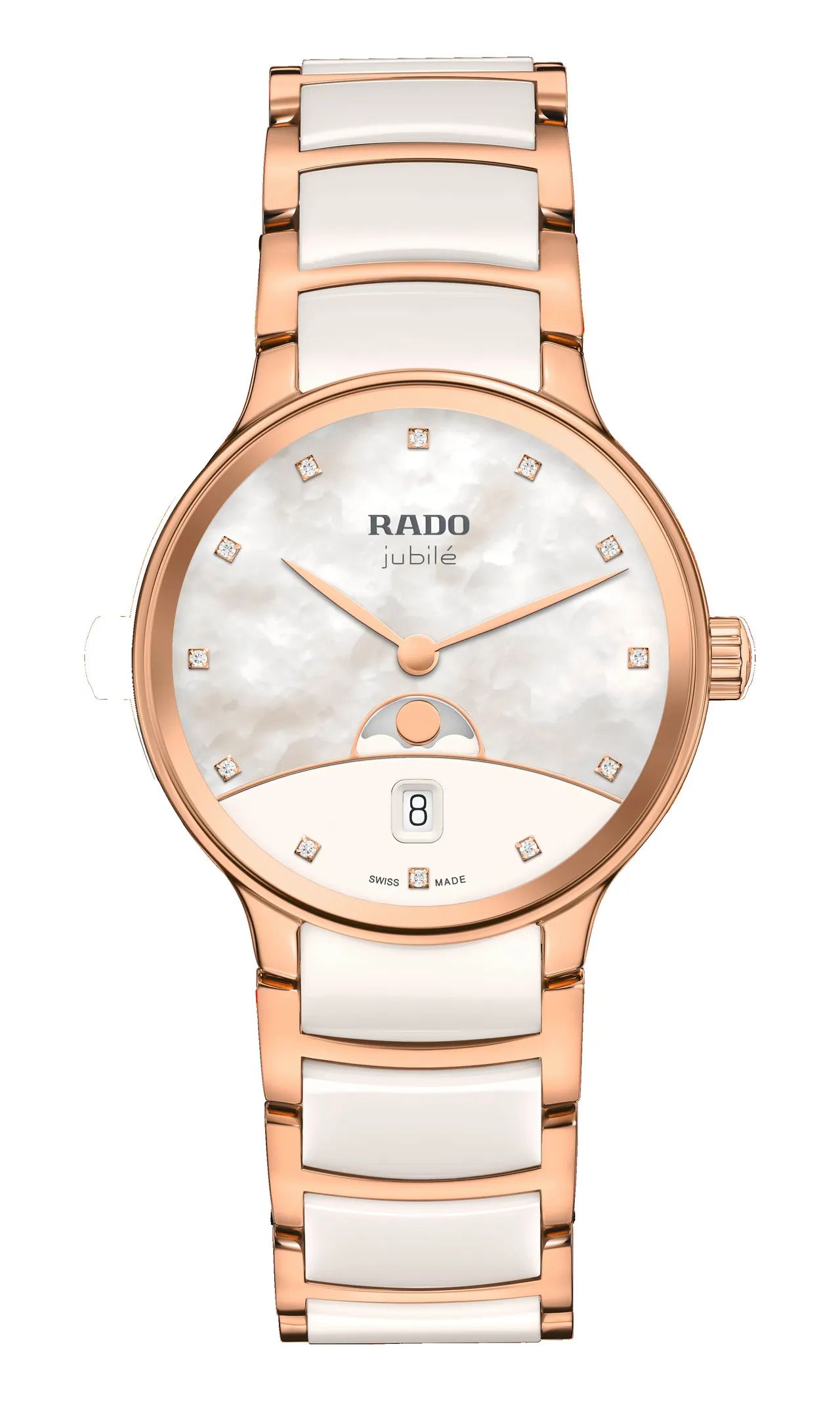 RADO Centrix晶萃系列高科技陶瓷月相腕錶R30232922，8萬2300元。品牌提供