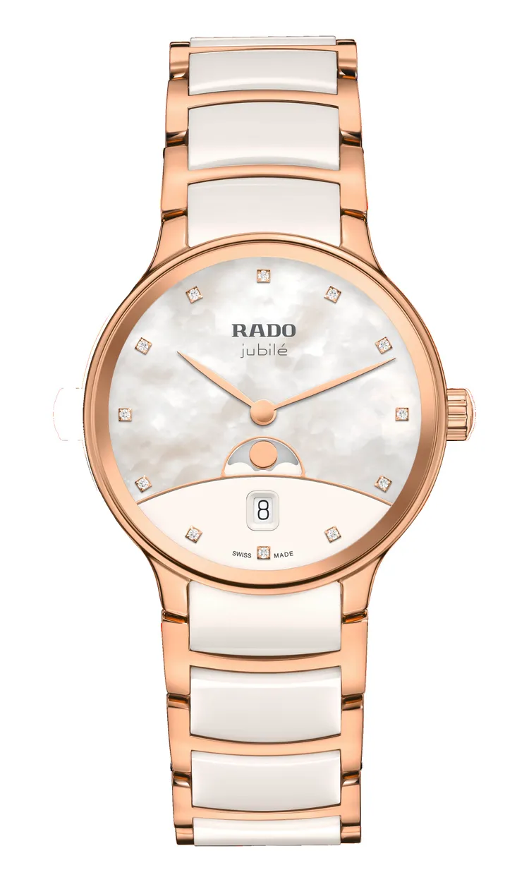 RADO Centrix晶萃系列高科技陶瓷月相腕錶R30232922，8萬2300元。品牌提供