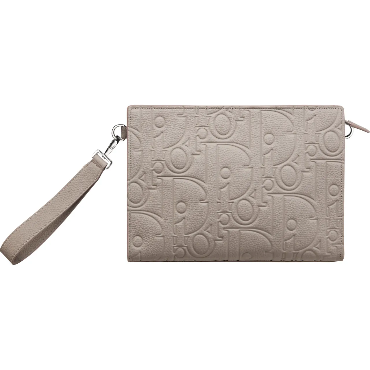 DIOR GRAVITY灰色壓紋小牛皮手拿包，5萬元。品牌提供