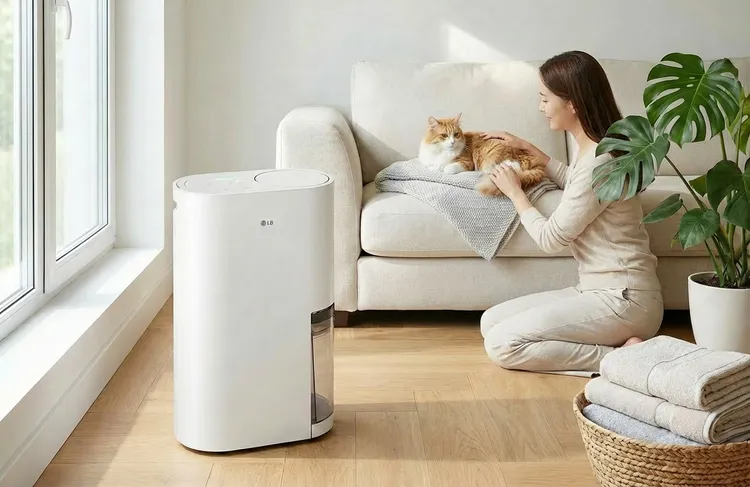 LG PuriCare 雙變頻除濕機結合智慧除濕與奈米離子殺菌技術，有效減少黴菌與塵蟎滋生。LG提供