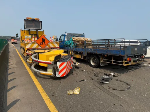 台61線清潔作業緩衝車挨連環撞！　占2車道釀回堵77歲駕駛受傷送醫