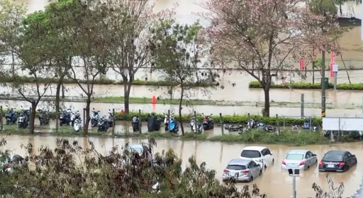 苗栗高鐵外變「大型游泳池」　車泡水慘況曝光