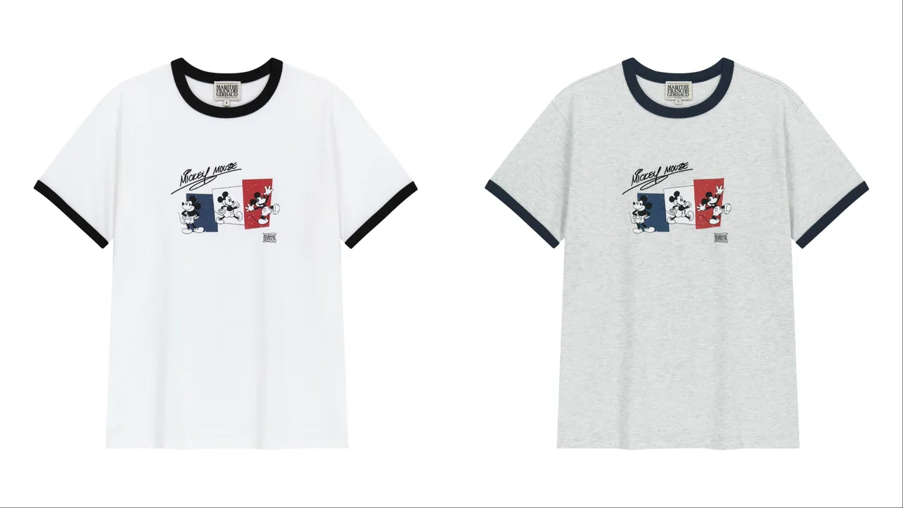 M+FG迪士尼聯名系列MICKEY法式滾邊T恤，各1990元。品牌提供