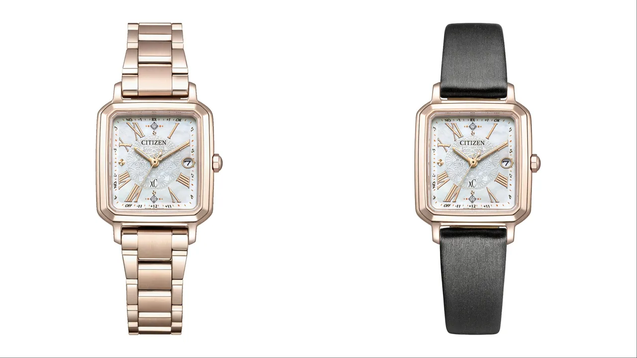 CITIZEN光動能全球電波時計錶款ES9506-54N配有不同錶帶，4萬3900元。品牌提供