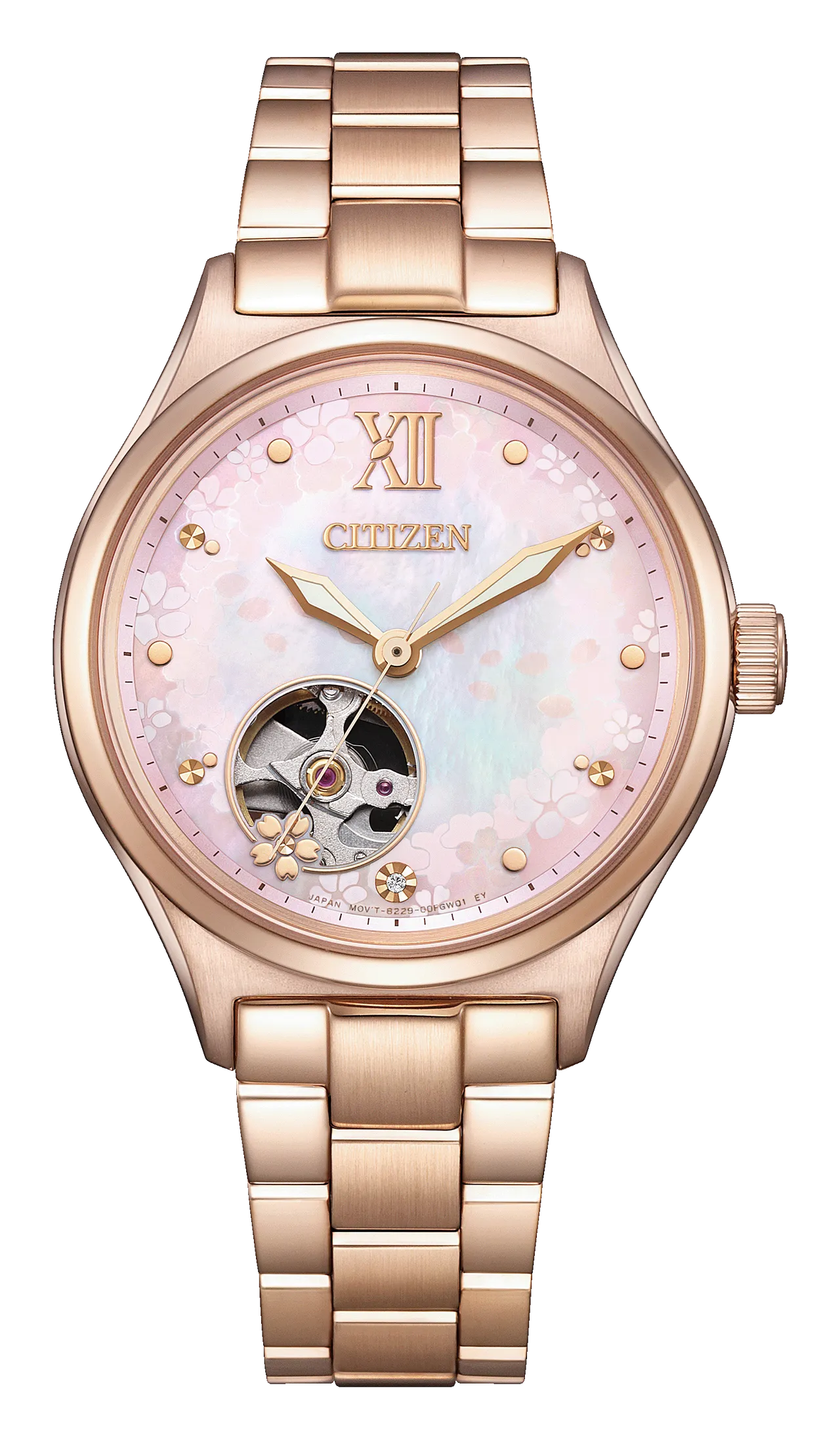 CITIZEN櫻花限定機械錶PC1017-96W，1萬9800元。品牌提供