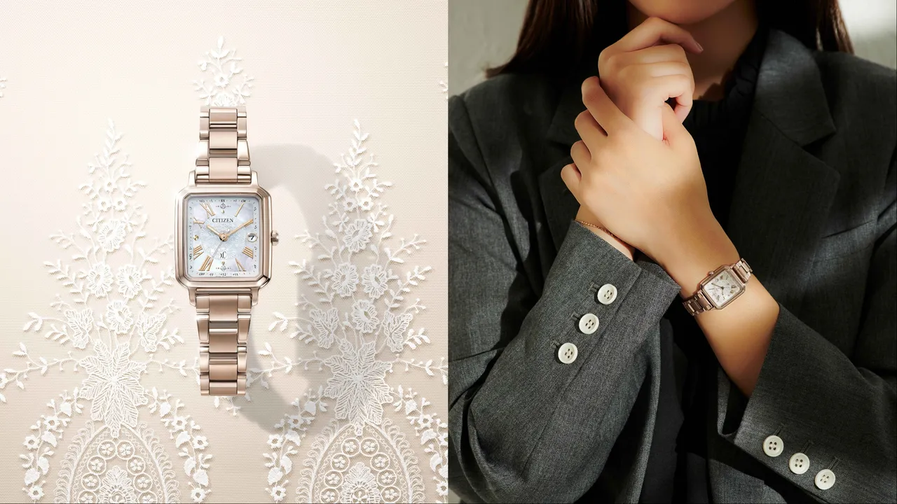 ES9506-54N以柔美方形錶殼搭配蕾絲面盤。品牌提供