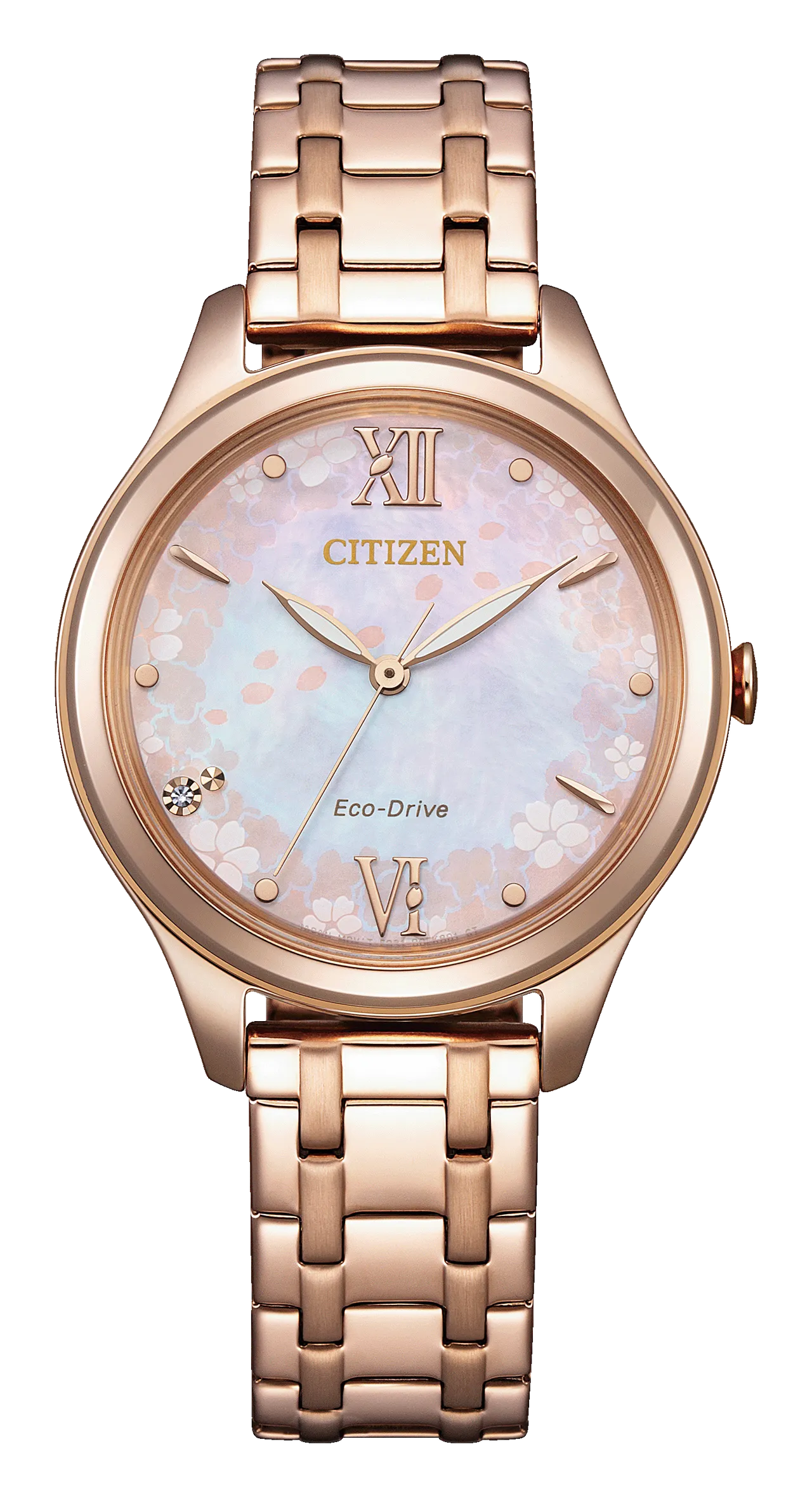 CITIZEN櫻花限定光動能腕錶EM0508-98W，1萬800元。品牌提供