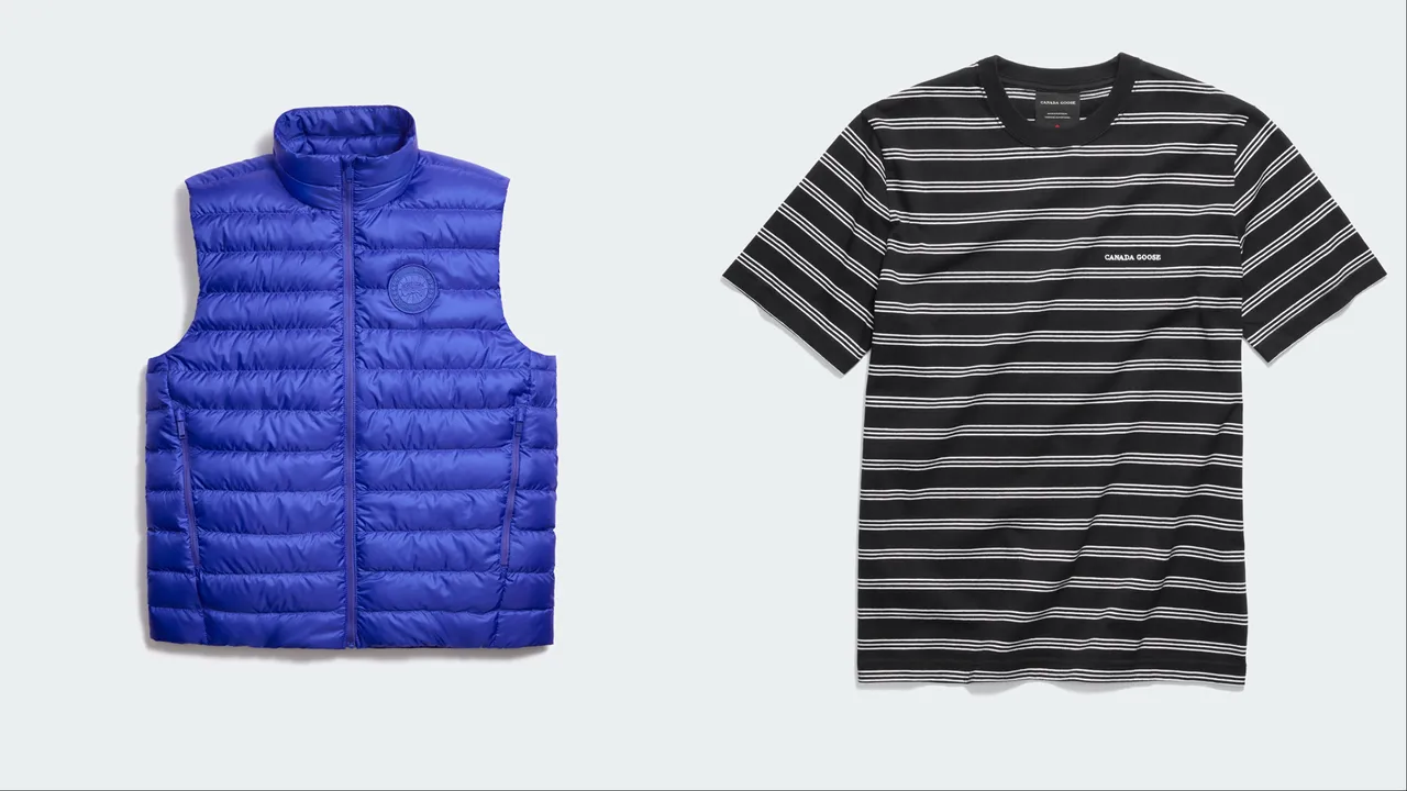 Canada Goose Stratus背心（左）2萬700元、Vantage條紋T-Shirt（右）8700元。品牌提供