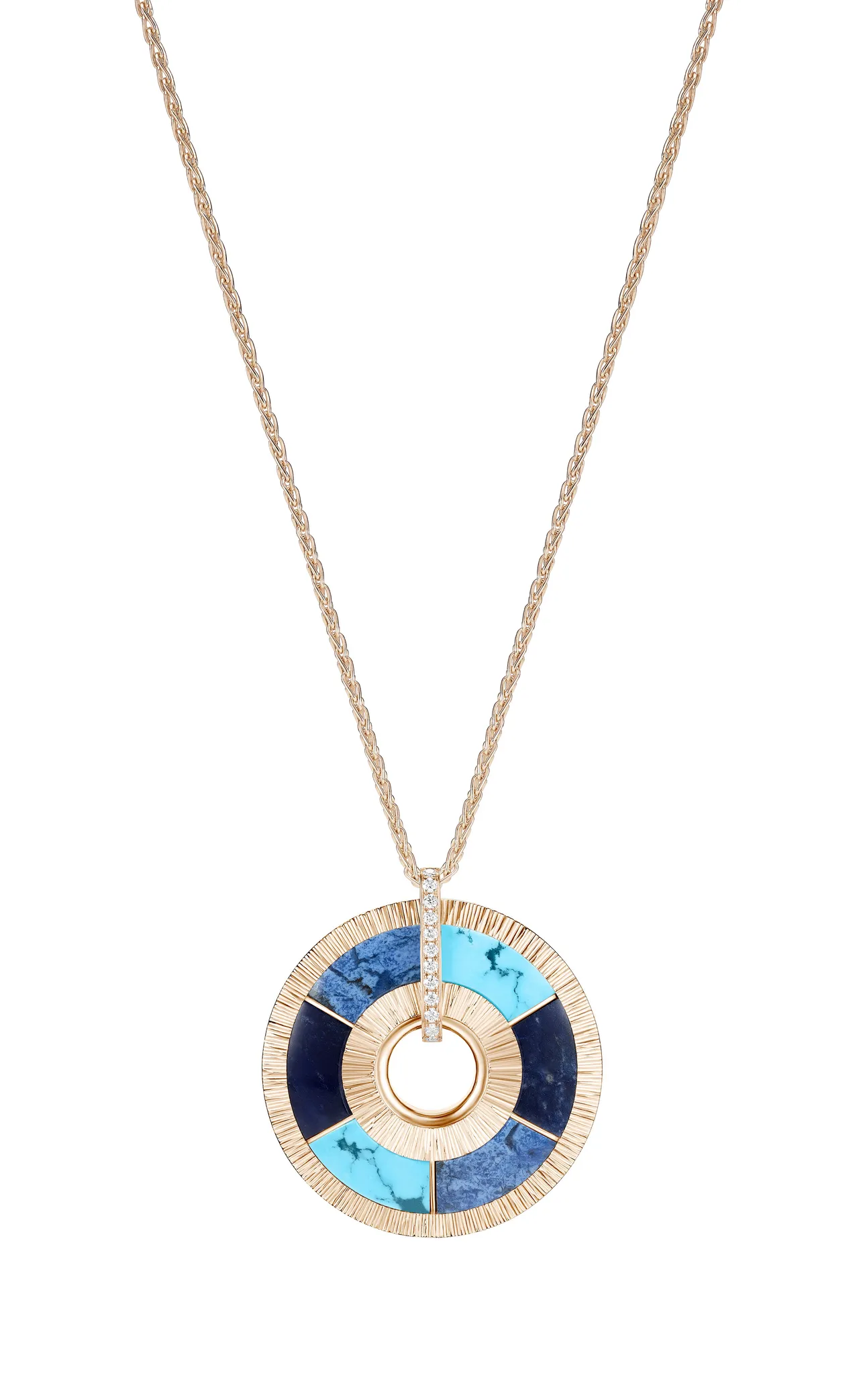 伯爵Possession Vibrant Palace系列18K玫瑰金彩色寶石鑽石項鍊(大號款)。品牌提供