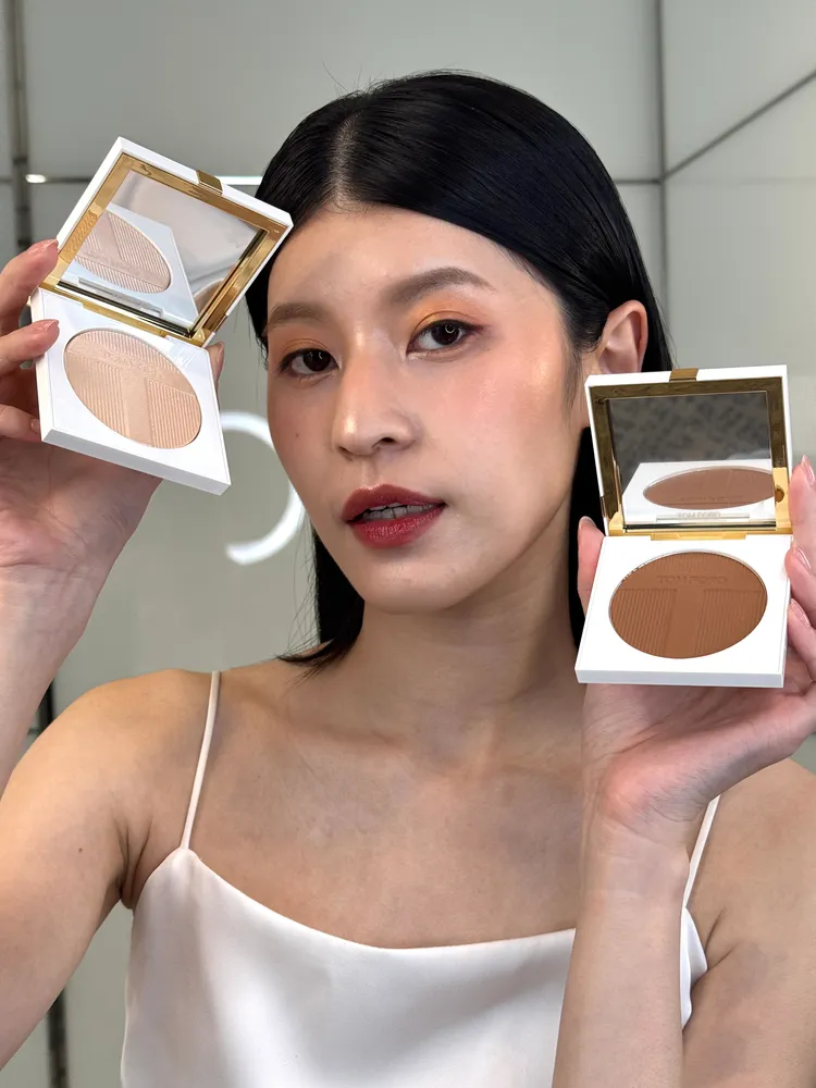 TOM FORD太陽親吻高光盤、修容盤，各2500元。張家玲攝