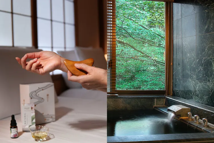 結合植萃精油與穴道按摩，放鬆壓力並提升睡眠品質。日勝生加賀屋提供