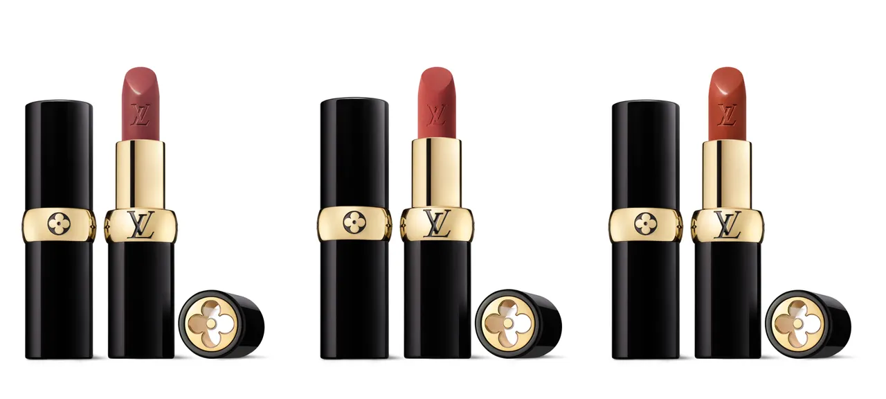 LV Rouge唇膏推薦色（左起）#203乾燥玫瑰色、#202淡紫藕粉玫瑰色、#108橘紅肉桂色，各5000元。品牌提供
