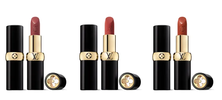 LV Rouge唇膏推薦色（左起）#203乾燥玫瑰色、#202淡紫藕粉玫瑰色、#108橘紅肉桂色，各5000元。品牌提供
