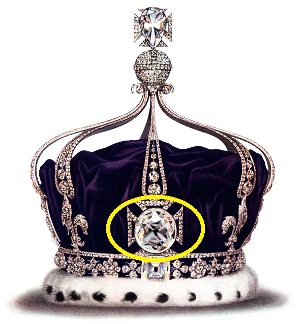 伊麗莎白王后的后冠上的鑽石「光之山」。翻攝wiki/Koh-i-Noor