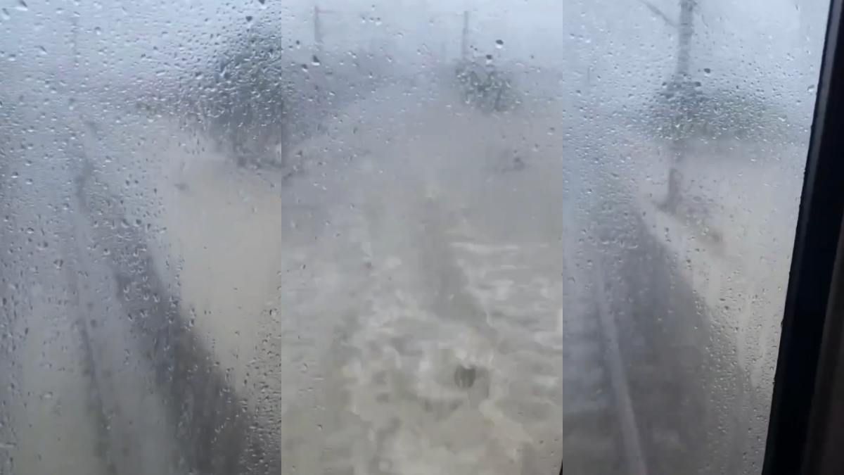 台鐵變「神隱少女海上列車」畫面曝!大雨水淹車尾看不到軌面