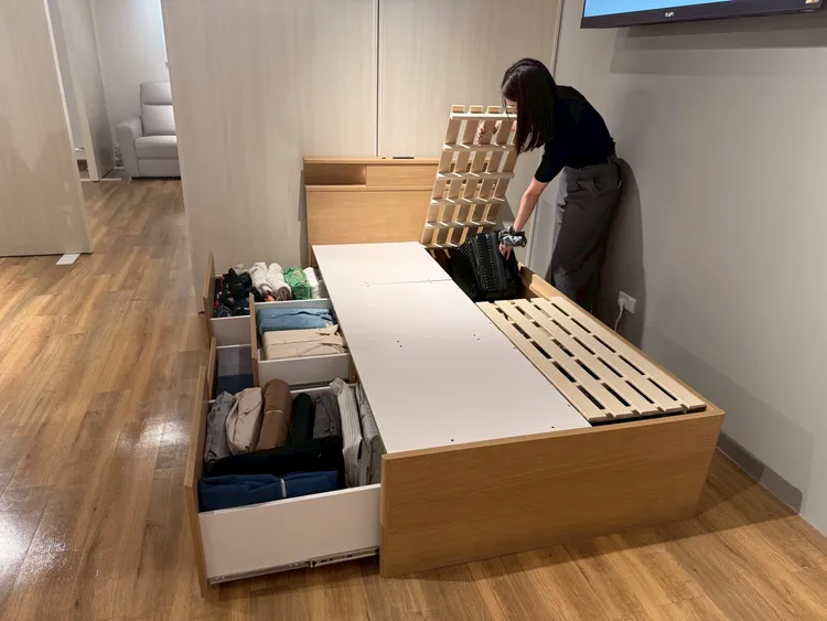 N-ZIO收納床座系列巧妙運用床下空間，為小坪數住宅提供聰明的收納解方。業者提供