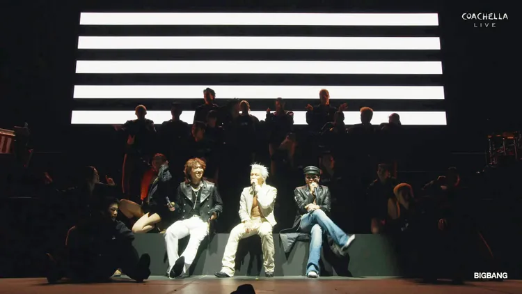 太聲（左起）、太陽、GD終於站上科切拉，20日還有一場演出。翻攝YouTube