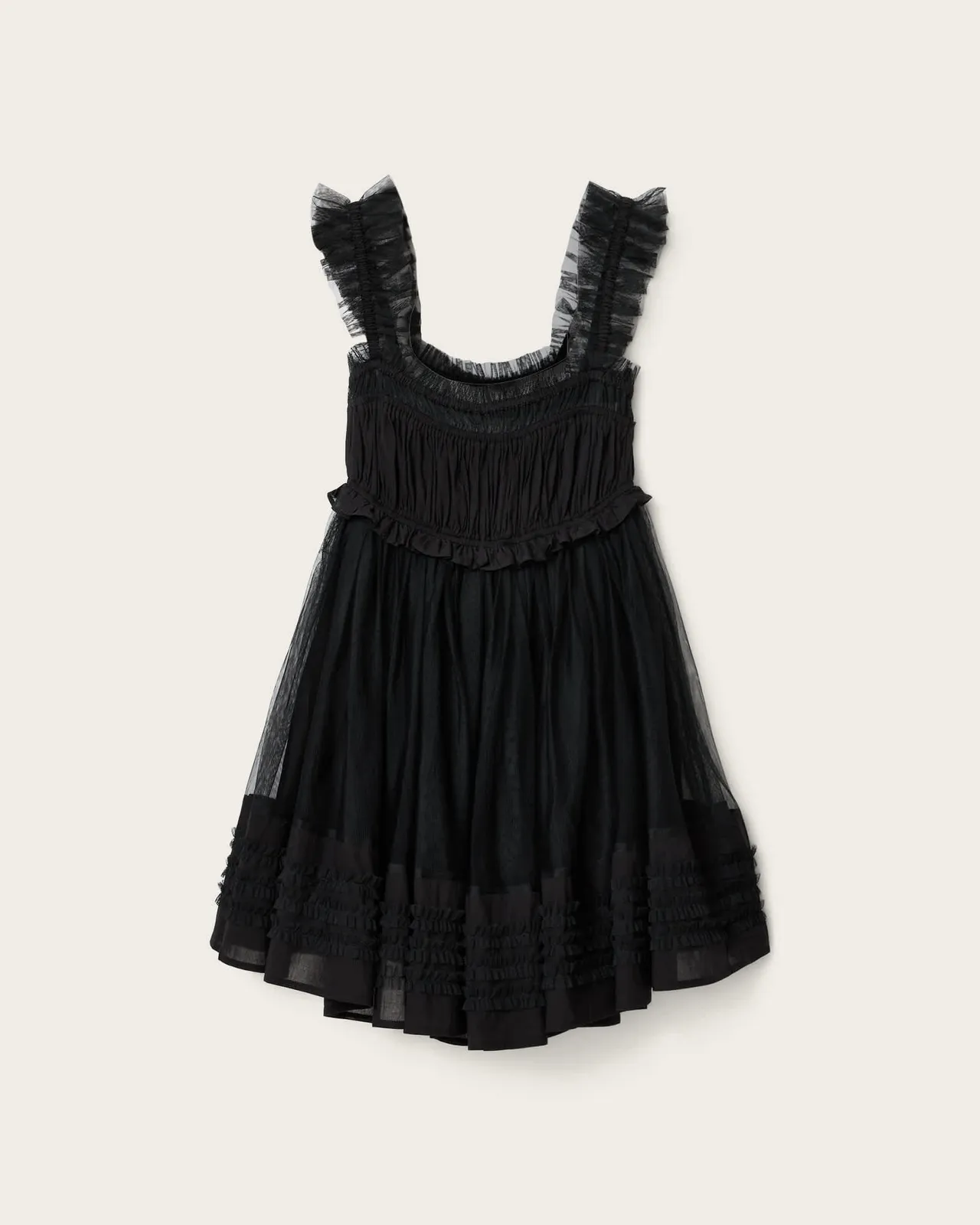 ALLSAINTS ANGELA抓皺短洋裝，8200元。品牌提供