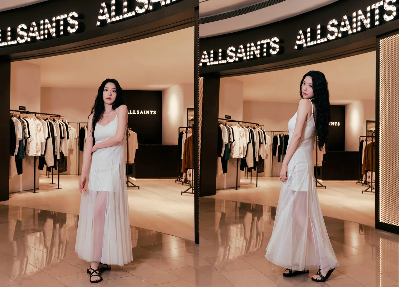 郭雪芙另也換上米白色調雪紡洋裝變身仙氣女神。品牌提供