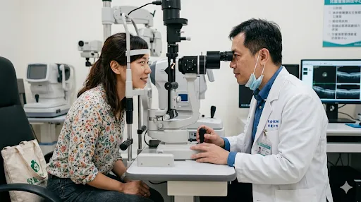 彭女向醫師謊稱眼睛看不清楚，已達失能的程度，取得不實診斷證明詐領保險金。AI生成示意圖