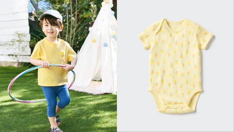 UNIQLO嬰幼兒AIRism棉質圓領T恤（左）限定價249元、新生兒棉質網眼包臀衣 （右）限定價149元。品牌提供