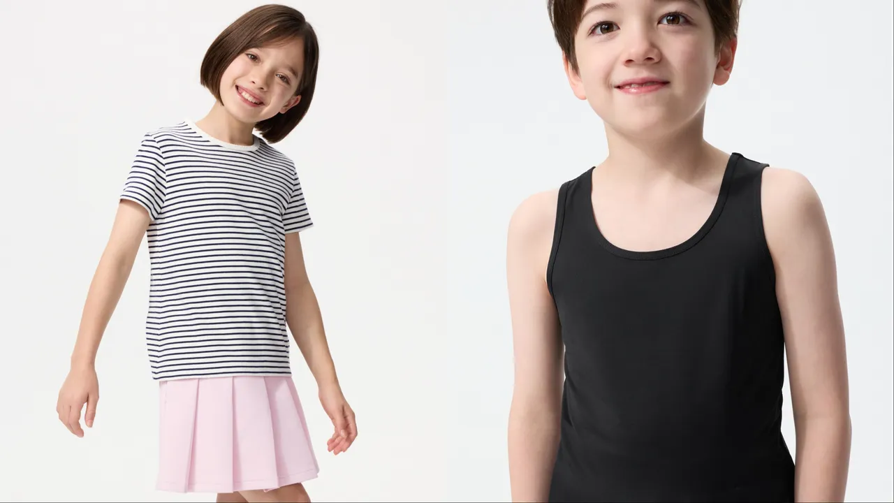 UNIQLO女童羅紋T恤（左）限定價290元、童裝AIRism極細網眼坦克背心 （右）限定價149元。品牌提供