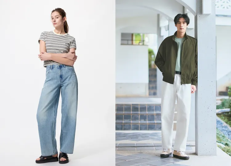 UNIQLO繭型牛仔褲（左）、寬版牛仔褲（右），限定價各990元。品牌提供