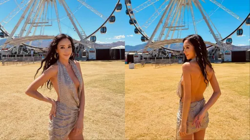 關穎科切拉放飛自我！超深V洋裝「中門大開」　側乳曲線全看光