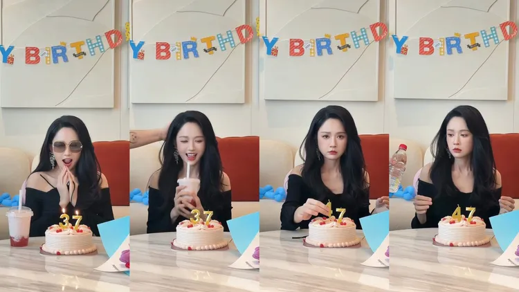 陳喬恩47歲生日佯裝37歲，不只被「巴頭」，還被沒收了手上的飲料。翻攝IG