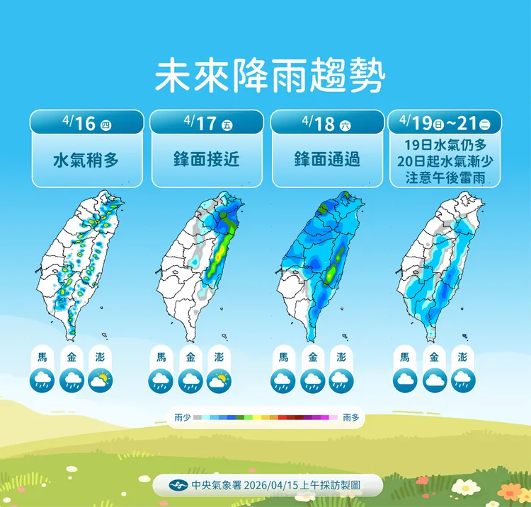 未來降雨趨勢。氣象署提供