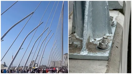 淡江大橋驚見「大E燈」狂搖？網疑底座螺絲鬆了　釣出施工成員親解