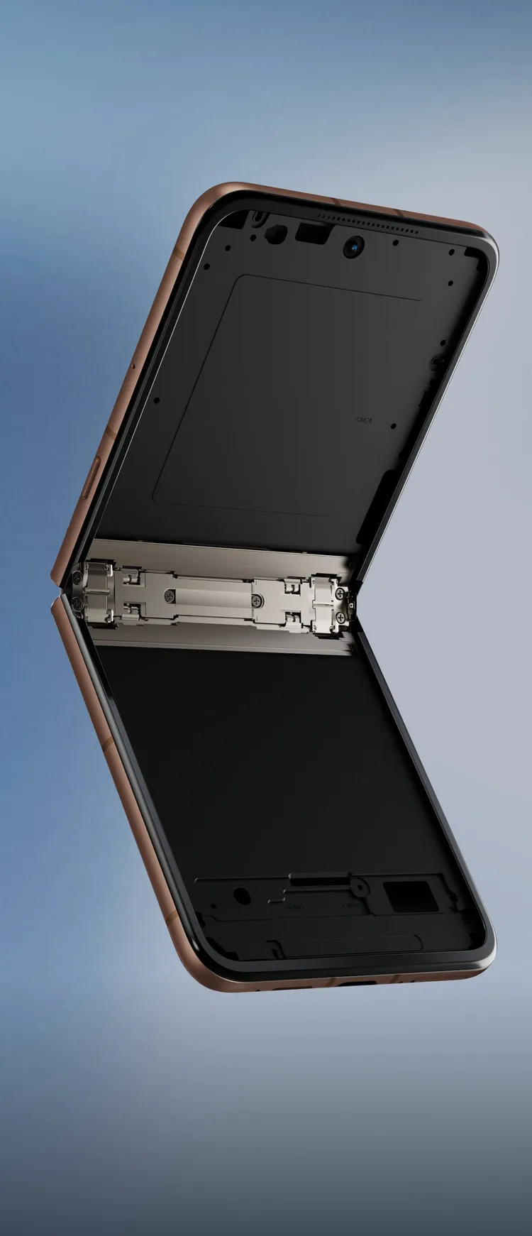 Motorola Razr 70 Ultra轉軸結構近距離曝光，內部機構細節清晰可見，主打提升耐用度與開闔穩定性。Evan Blass X