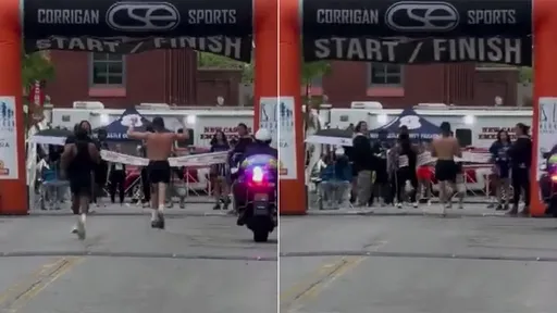 馬拉松衝線前「準冠軍」忙著振臂慶賀　被對手上演驚天大逆轉