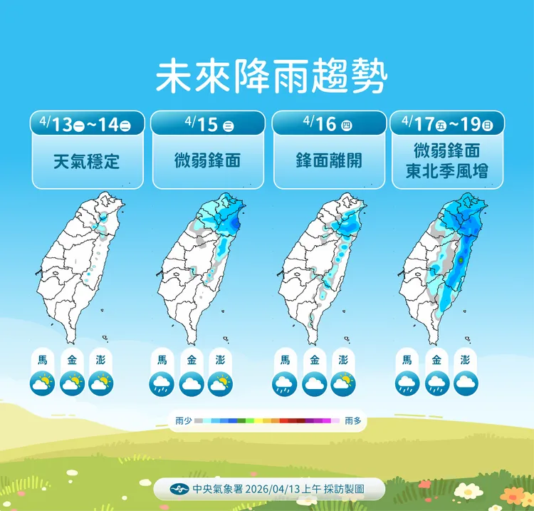 未來降雨趨勢。氣象署提供